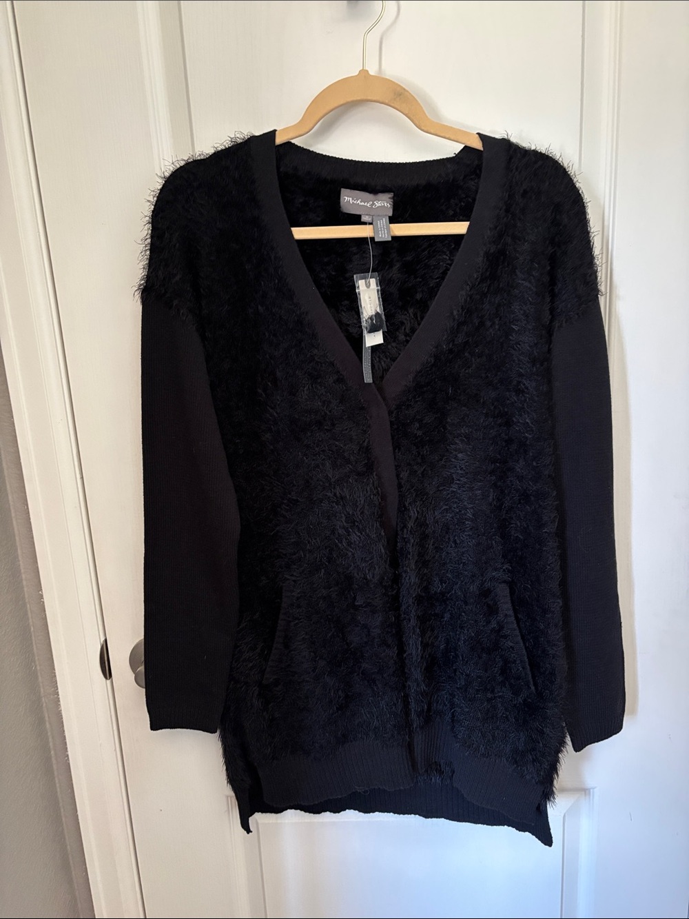 Michael Stars Anthropologie Black Fuzzy Cardigan NWT Medium